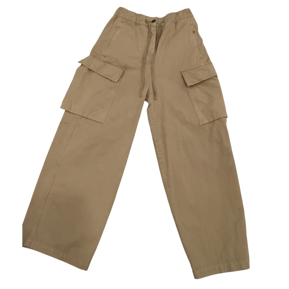 Girls of Dust Tan Organic Cotton Cargo Pants Wide Leg Utility Trousers Small